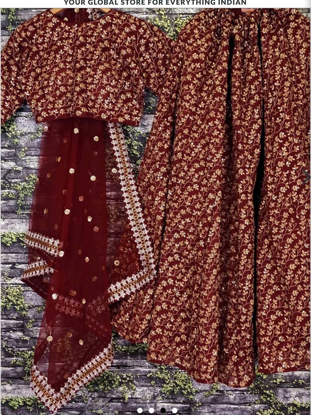 Embroidered Maroon Wedding Lehenga Set - Women Dresses Wedding